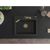 Mexen Oscar évier en granit à 1 bac 580 x 490 mm, noir/argent métallisé, siphon doré - 6519581000-73-G