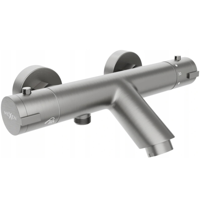 Mexen Kai robinet de bain thermostatique, gris pistolet brossé - 77300-66