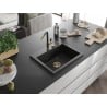 Mexen Oscar évier en granit 1 bac 580 x 490 mm, noir, siphon doré - 6519581000-77-G