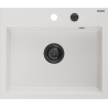 Mexen Oscar évier en granit 1 bac 580 x 490 mm, blanc, siphon noir - 6519581000-20-B