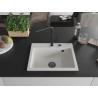 Mexen Oscar Évier en granit à 1 bac 580 x 490 mm, blanc, siphon noir - 6519581000-20-B