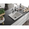 Mexen Oscar Évier en granit à 1 bac 580 x 490 mm, blanc, siphon noir - 6519581000-20-B