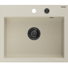 Mexen Oscar évier en granit à 1 bac 580 x 490 mm, beige, siphon noir - 6519581000-69-B