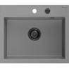 Mexen Oscar évier de cuisine en granit 1 bac 580 x 490 mm, gris, siphon noir - 6519581000-71-B