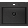 Mexen Oscar évier en granit à 1 bac 580 x 490 mm, noir/métallisé argenté, siphon noir - 6519581000-73-B
