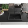 Mexen Oscar évier en granit à 1 bac 580 x 490 mm, noir/métallisé argenté, siphon noir - 6519581000-73-B