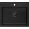 Mexen Oscar évier en granit 1 bac 580 x 490 mm, noir, siphon noir - 6519581000-77-B