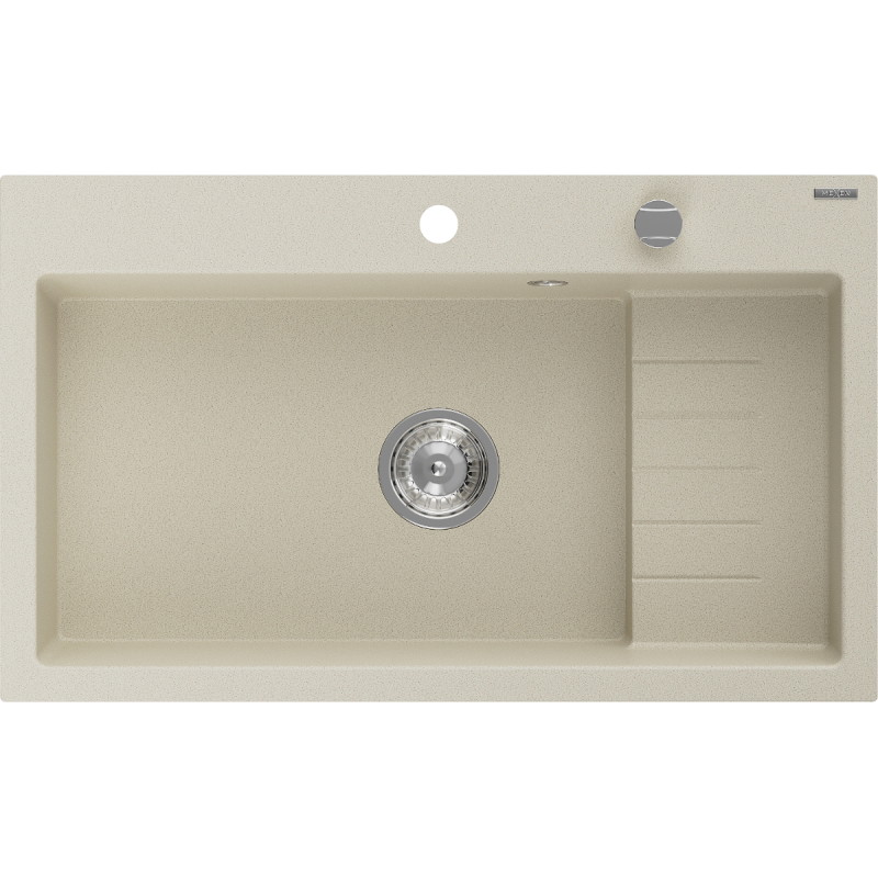 Mexen Omar évier en granit à 1 bac 800 x 480 mm, beige, siphon chromé - 6520801005-69