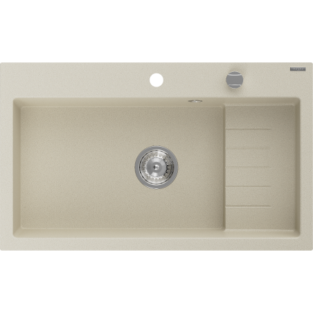 Mexen Omar évier en granit 1 cuve 800 x 480 mm, beige, siphon chromé - 6520801005-69