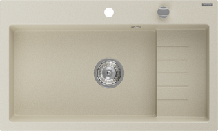 Mexen Omar évier en granit 1 cuve 800 x 480 mm, beige, siphon chromé - 6520801005-69