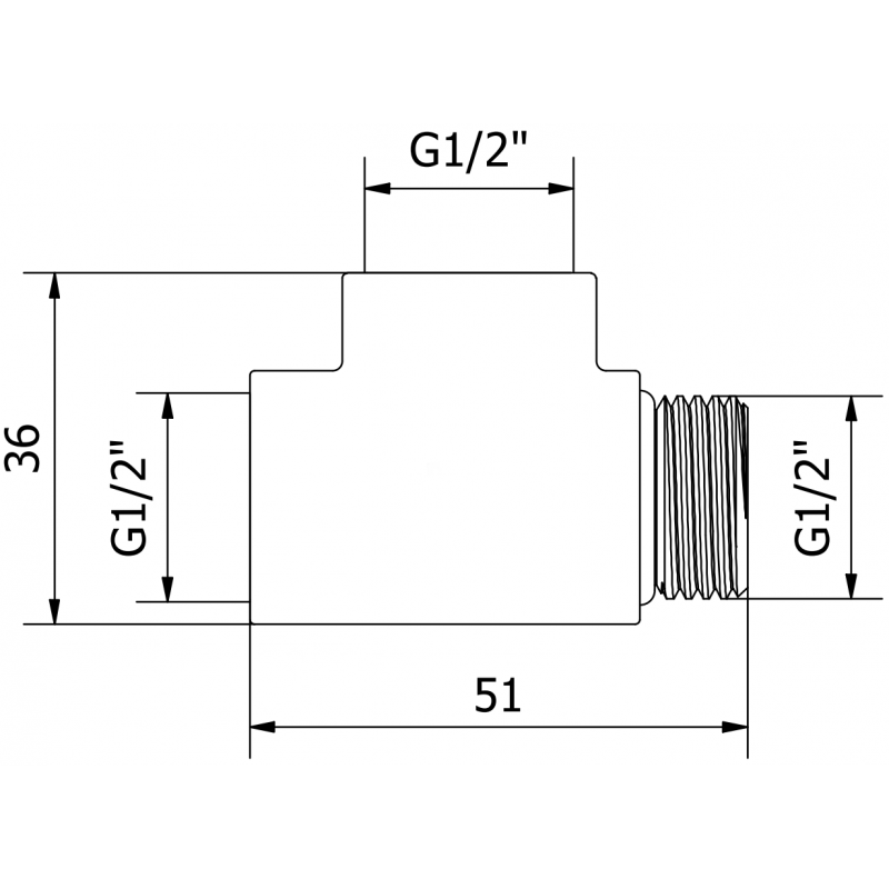Mexen Uni-Term raccord en T pour élément chauffant électrique, doré - W906-000-50