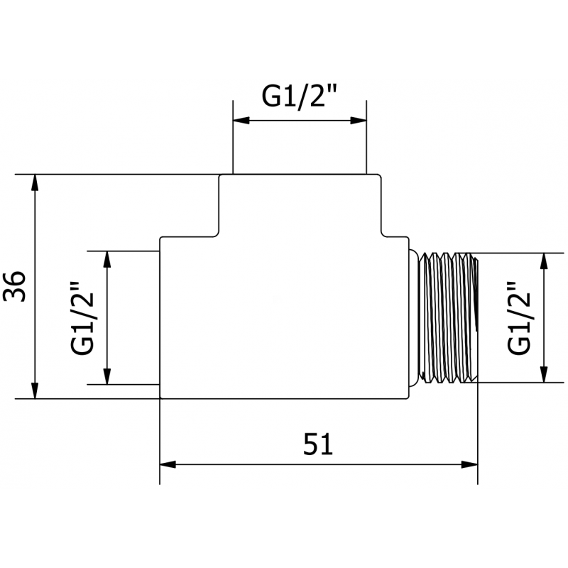 Mexen Uni-Term raccord en T pour résistance électrique, noir - W906-000-70
