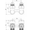 Mexen vanne de radiateur à deux tubes DN50, coudée 1/2"x16 mm, nickel - W911-016-01