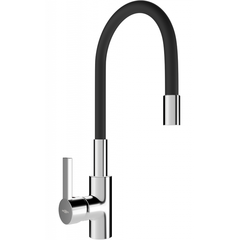 Mexen Flex robinet de cuisine, Chrome/Noir - 670900-07