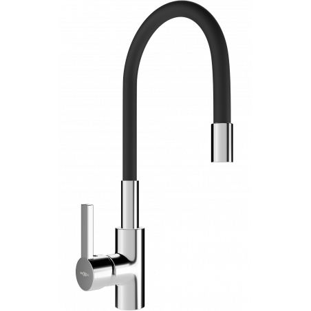 Mexen Flex robinet de cuisine, Chrome/Noir - 670900-07
