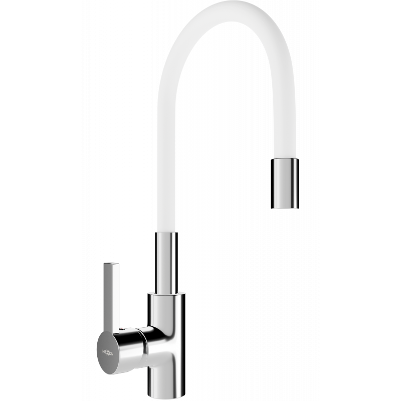 Mexen Flex robinet de cuisine, Chrome/Blanc - 670900-02