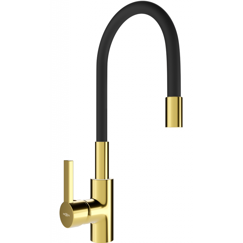 Mexen Flex robinet de cuisine, Or/Noir - 670900-57