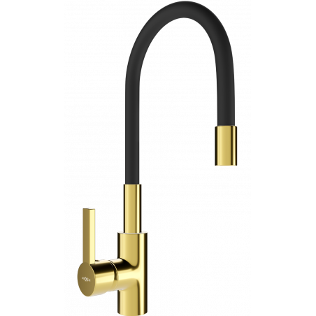 Mexen Flex robinet de cuisine, Or/Noir - 670900-57