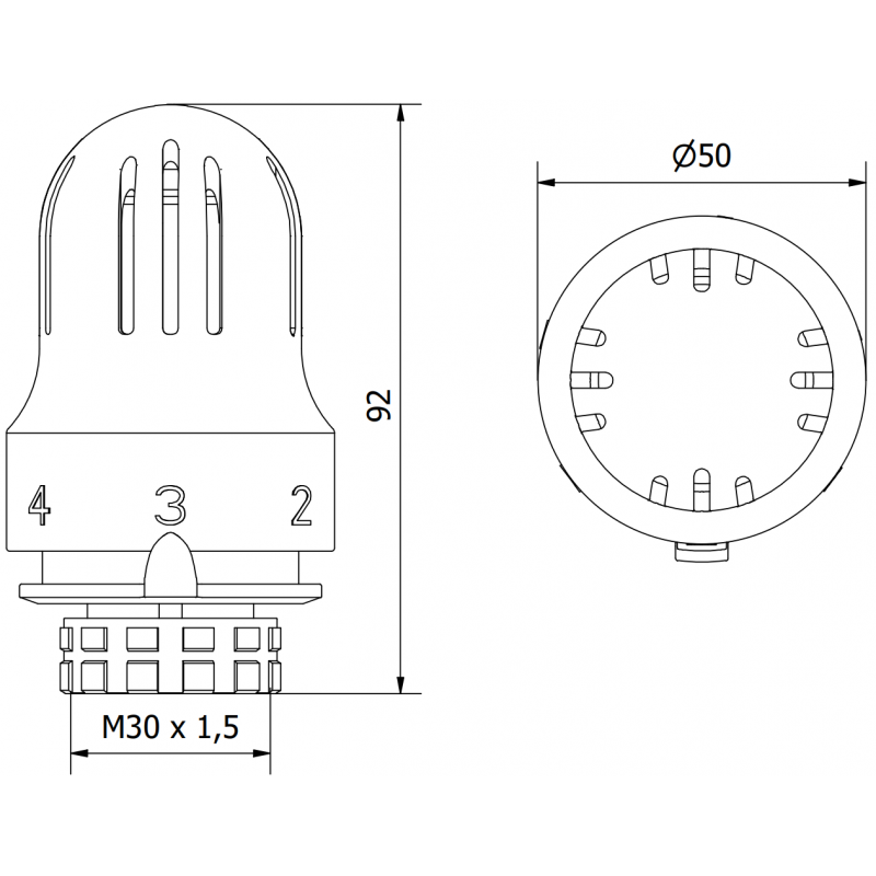 Mexen Uni-Term tête thermostatique de radiateur, blanche - W908-004-20