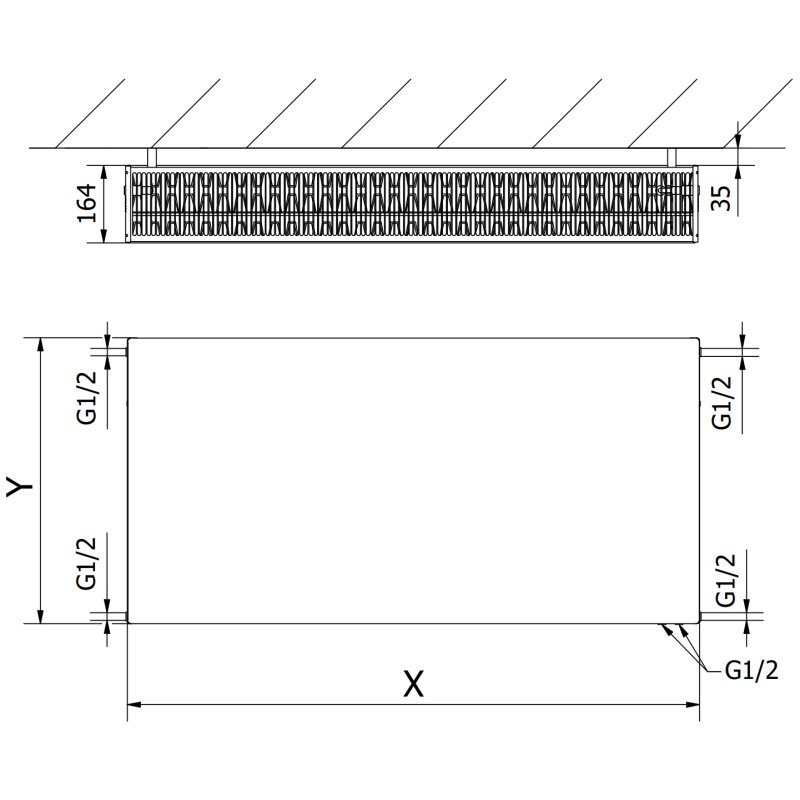 Mexen Flat CVF33 radiateur à plaques 600 x 900 mm, raccordement inférieur, 1981 W, noir - W633F-060-090-70