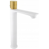 Mexen Royo One robinet de lavabo haut, Blanc/Or - 72211-25