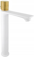 Mexen Royo One robinet de lavabo haut, Blanc/Or - 72211-25