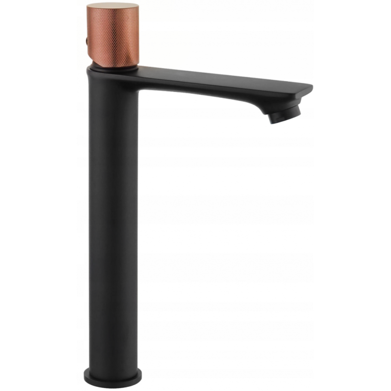 Mexen Royo One robinet de lavabo haut, Noir/Or rose - 72211-76