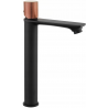 Mexen Royo One robinet de lavabo haut, Noir/Or rose - 72211-76