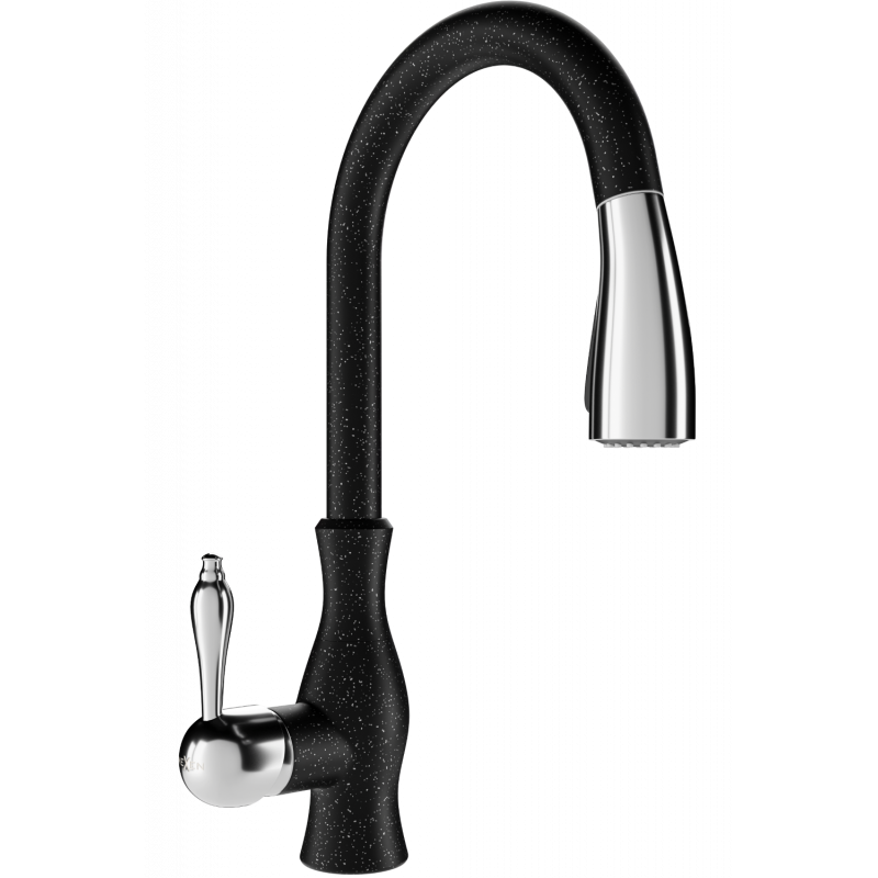 Mexen Savita robinet de cuisine, Noir moucheté - 672601-76