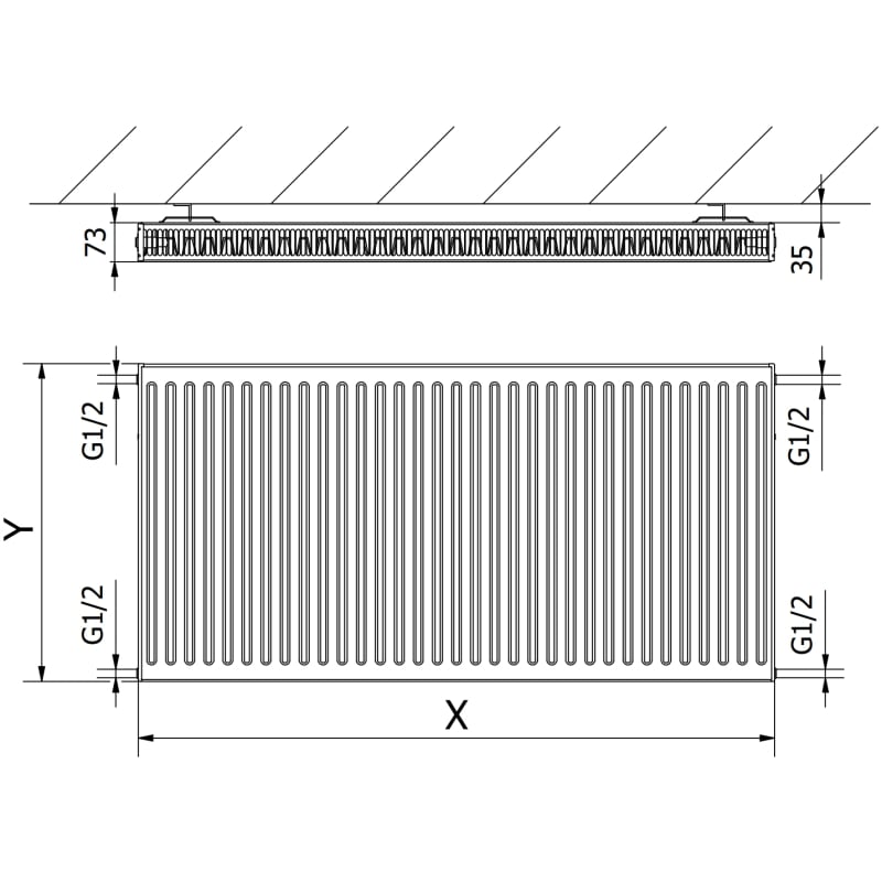 Mexen C21 radiateur panneau 600 x 1500 mm, raccordement latéral, 1923 W, noir - W421-060-150-70