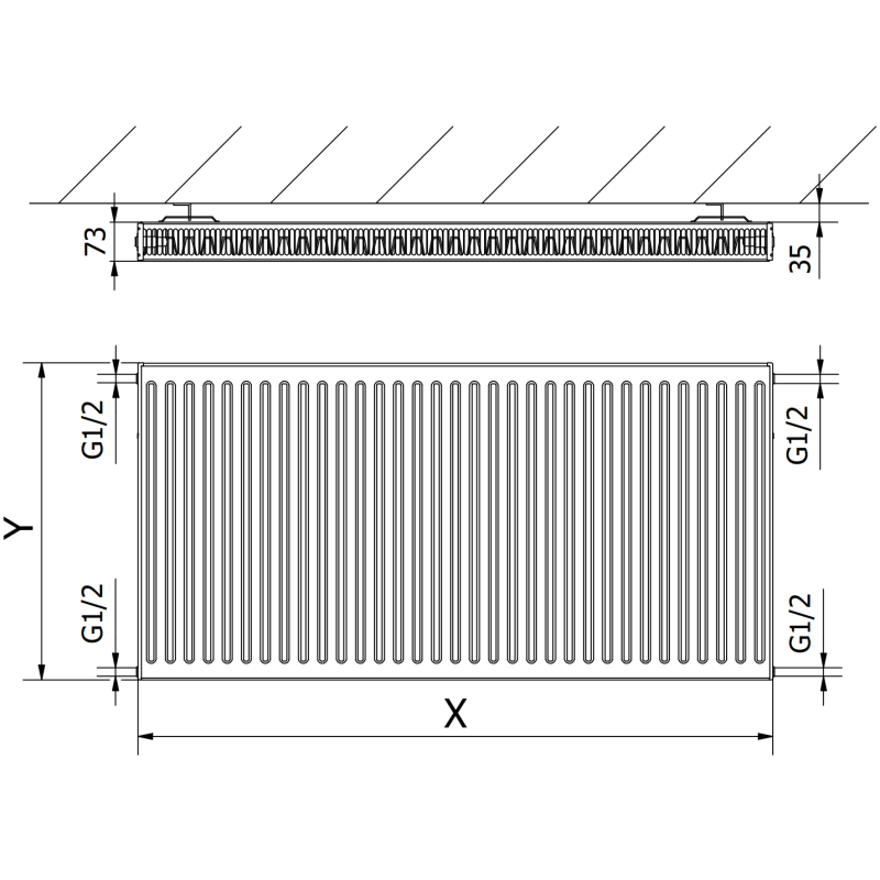 Mexen C21 radiateur à plaques 900 x 800 mm, raccordement latéral, 1421 W, noir - W421-090-080-70
