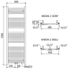 Mexen Ares radiateur salle de bain 1500 x 500 mm, 498 W, chrome - W102-1500-500-00-01
