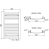 Mexen Helios radiateur de salle de bains 800 x 500 mm, 301 W, chrom - W103-0800-500-00-01