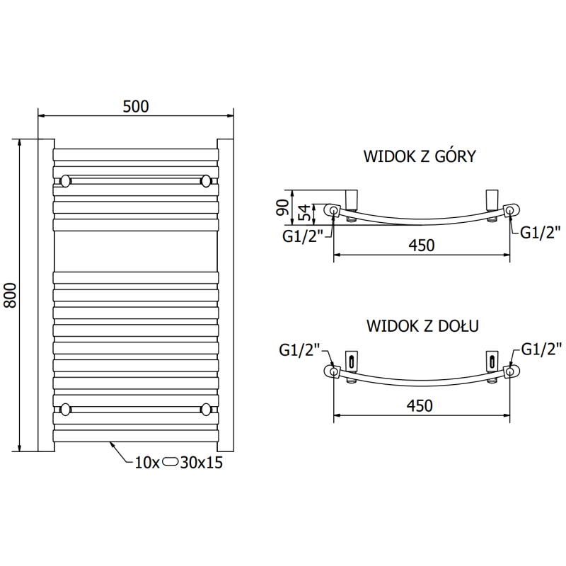 Mexen Helios radiateur de salle de bains 800 x 500 mm, 381 W, anthracite - W103-0800-500-00-66