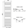 Mexen Helios radiateur de salle de bain 1800 x 500 mm, 844 W, anthracite - W103-1800-500-00-66