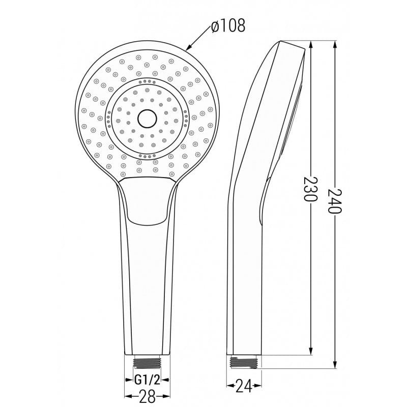 Mexen R-05 pommeau de douche 3 fonctions, noir - 79505-70