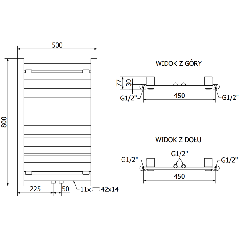 Mexen Uran radiateur de salle de bain 800 x 500 mm, 287 W, chrome - W105-0800-500-00-01