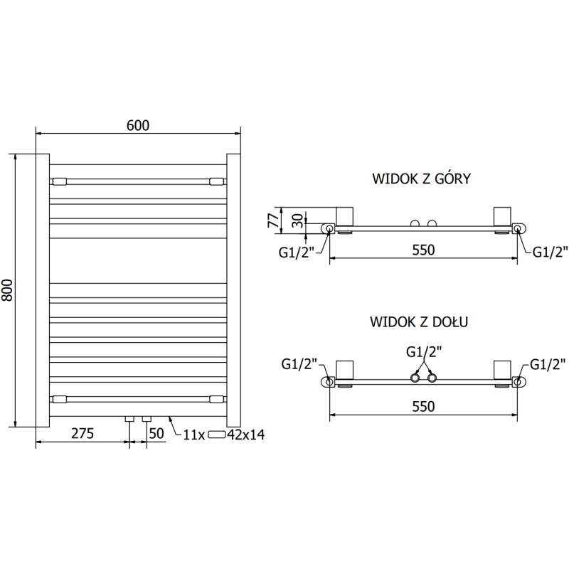 Mexen Uran radiateur de salle de bains 800 x 600 mm, 336 W, chrome - W105-0800-600-00-01