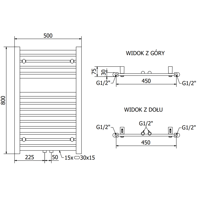 Mexen Hades radiateur de salle de bain 800 x 500 mm, 386 W, anthracite - W104-0800-500-00-66