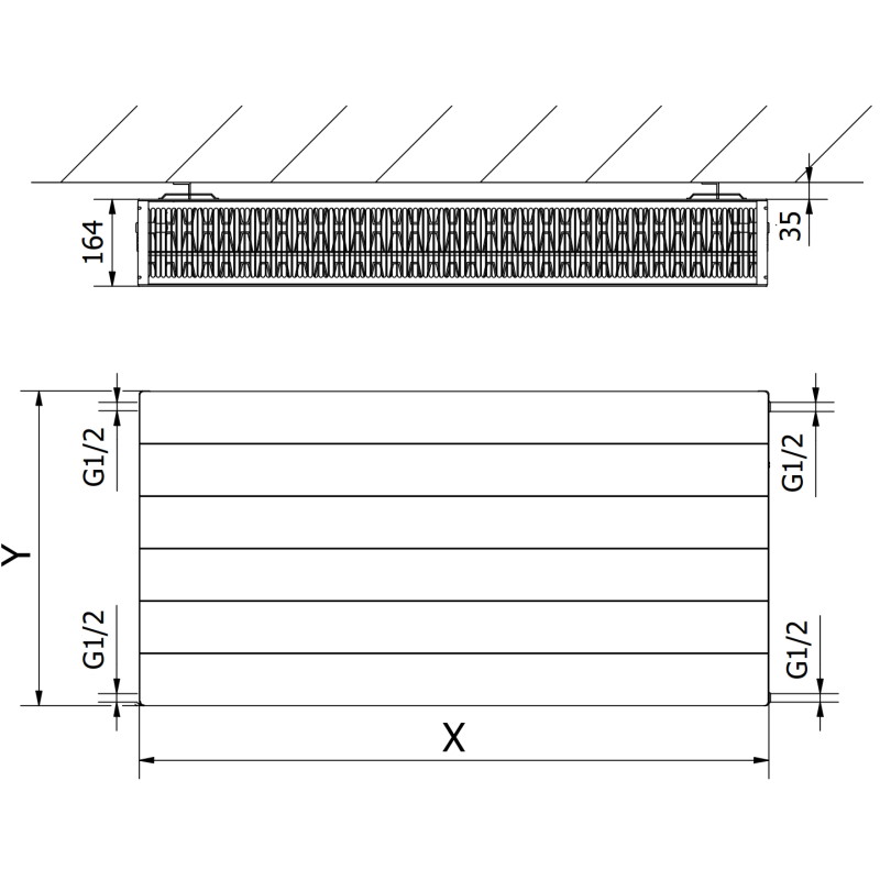 Mexen Line CL33 radiateur à panneaux 600 x 1000 mm, raccordement latéral, 2201 W, noir - W433L-060-100-70
