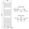 Mexen Mars radiateur de salle de bain 1200 x 400 mm, 346 W, chrome - W110-1200-400-00-01