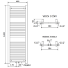 Mexen Mars radiateur de salle de bains 1200 x 400 mm, 346 W, chrome - W110-1200-400-00-01