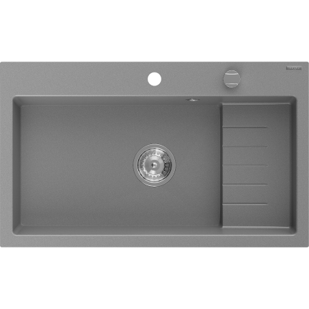 Mexen Omar évier en granit 1 bac 800 x 480 mm, gris, siphon chromé - 6520801005-71