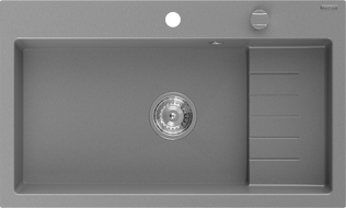 Mexen Omar évier en granit 1 bac 800 x 480 mm, gris, siphon chromé - 6520801005-71