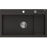 Mexen Omar évier en granit 1 bac 800 x 480 mm, noir/doré métallisé, siphon chromé - 6520801005-75