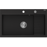 Mexen Omar Évier en granit à 1 bac 800 x 480 mm, noir, siphon chromé - 6520801005-77