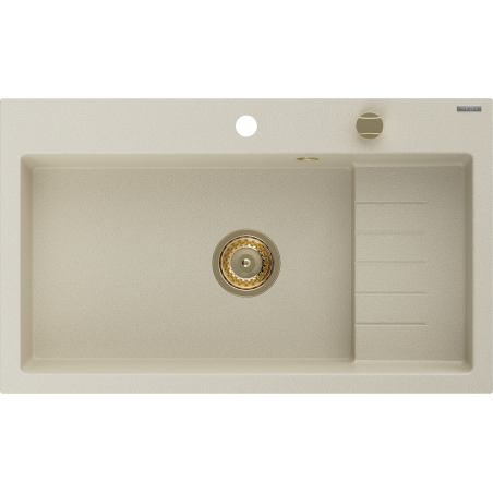 Mexen Omar évier en granit 1 bac 800 x 480 mm, beige, siphon doré - 6520801005-69-G