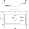 Mélangeur Mexen Omar évier de cuisine en granit à 1 bac 800 x 480 mm, gris, siphon doré - 6520801005-71-G