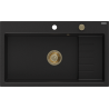 Mexen Omar évier granit 1-cuisson 800 x 480 mm, noir, siphon doré - 6520801005-77-G