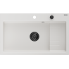 Mexen Omar évier en granit 1 bac 800 x 480 mm, blanc, siphon noir - 6520801005-20-B